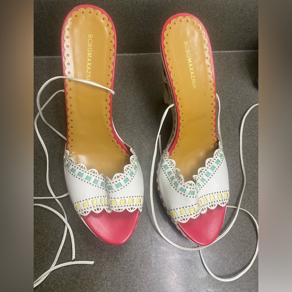 NEW BCBG Max Azeris Ankle Tie Wedge Sandals Size 10